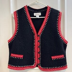 Cambridge Dry Goods Black and Red Wool Vest